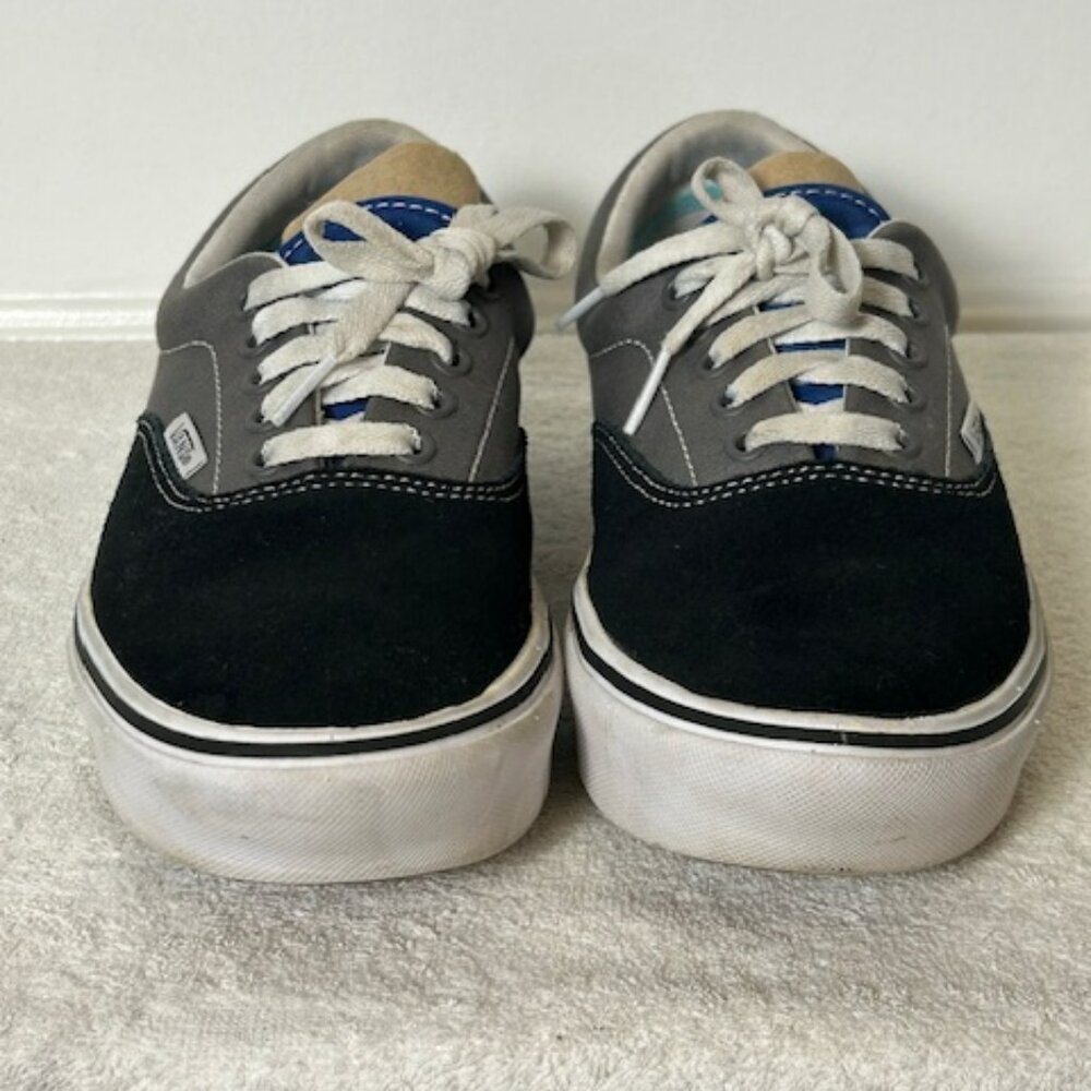 Vans Shoe's Men's Size 8 Black Gray Blue Tongue Canvas Skater Beach